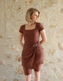 Siara Sculpt Dress Brown